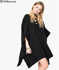GEMO Pull oversize avec décolleté lacets noir vif