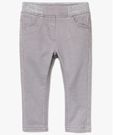 pantalon en toile avec taille elastiquee pailletee gris pantalons7569201_1