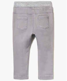 pantalon en toile avec taille elastiquee pailletee gris7569201_2