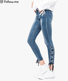 jean delave avec lacets dans le bas bleu pantalons jeans et leggings7570001_1