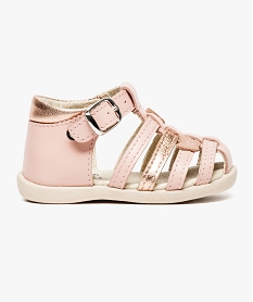 sandales en cuir bout ferme a boucle rose chaussures de parc7571501_1