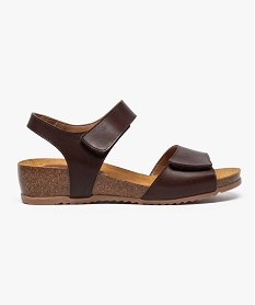 sandales confort en cuir ajustables par brides autoagrippantes brun chaussures confort7573201_1