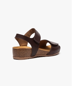 sandales confort en cuir ajustables par brides autoagrippantes brun chaussures confort7573201_4