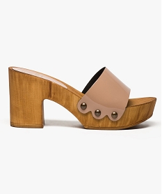 GEMO Mules vernies à talon beige vif