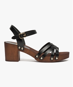 GEMO Sandales en cuir à semelle aspect bois noir standard