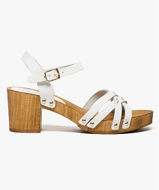 GEMO Sandales en cuir à semelle aspect bois blanc standard