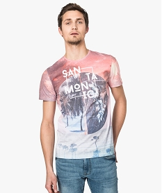 GEMO Tee-shirt coloris dégradé avec motifs Californie Multicolore
