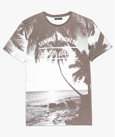tee-shirt a manches courtes avec imprime plage all over blanc7578401_4