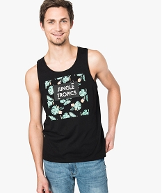 GEMO Débardeur à motifs fleuris et inscription sur lavant noir standard