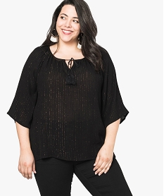 tunique grande taille a manches 34 avec rayures pailletees noir7580401_1