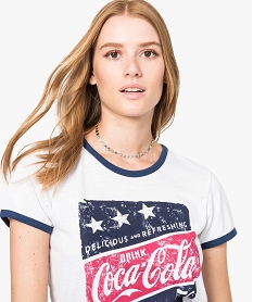 tee-shirt imprime avec manches et col constrastants - coca cola blanc t-shirts manches courtes7581601_2