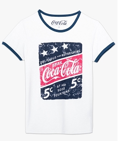 tee-shirt imprime avec manches et col constrastants - coca cola blanc7581601_4