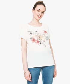 tee-shirt ample bimatiere imprime japonisant blanc7582101_1