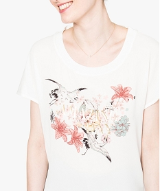 tee-shirt ample bimatiere imprime japonisant blanc7582101_2