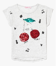 GEMO Tee-shirt ample imprimé girly et sequins Gris