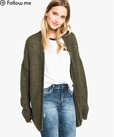 GEMO Gilet à grosse maille avec fil métallisé Brun