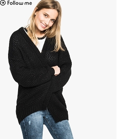 GEMO Gilet à grosse maille avec fil métallisé noir vif