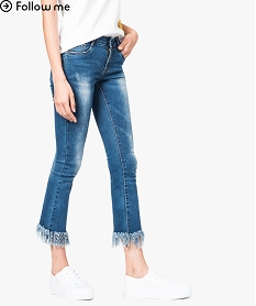 GEMO Jean flare avec franges dans le bas Bleu