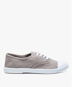 GEMO Baskets en toile avec lacets et bout renforcé femme marron fonce
