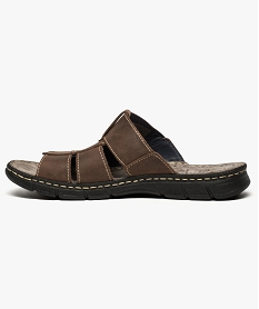 sandales homme dessus cuir avec surpiqures contrastantes brun sandales et nu-pieds7587801_3