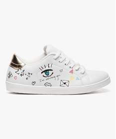 GEMO Baskets à lacets avec motifs dessinés blanc standard