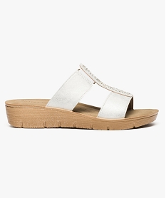 GEMO Mules dintérieur à paillettes et strass blanc standard