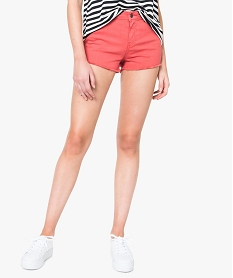 short uni taille haute a bords franges orange shorts7590901_1