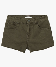 short uni taille haute a bords franges vert shorts7591001_4