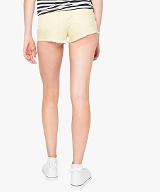 short uni taille haute a bords franges jaune shorts7591101_3