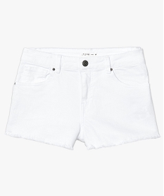 short uni taille haute a bords franges blanc shorts7591201_4