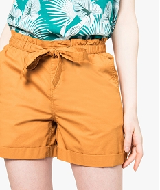 short large a revers taille elastiquee brun shorts7591301_2