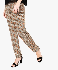 GEMO Pantalon fluide imprimé à taille élastique Imprimé