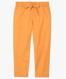 pantalon carotte en toile de coton avec taille elastiquee brun7592301_4