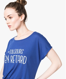 tee-shirt femme loose imprime bleu7593801_2