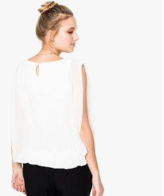 tee-shirt bi-matieres avec motif perroquet sur lavant blanc t-shirts manches courtes7595301_3