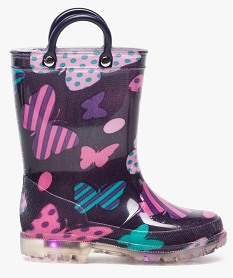 bottes de pluie a motif papillon avec anses et semelle lumineuse violet7598701_1