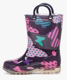 bottes de pluie a motif papillon avec anses et semelle lumineuse violet bottes de pluies7598701_3