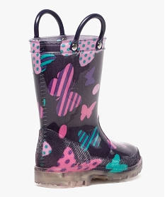 bottes de pluie a motif papillon avec anses et semelle lumineuse violet bottes de pluies7598701_4