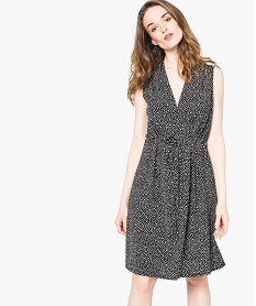 GEMO Robe fluide imprimée avec décolleté V noir standard