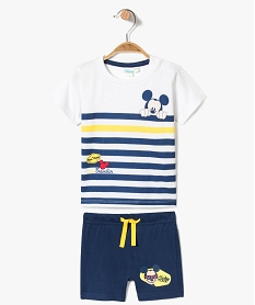 GEMO Ensemble 2 pièces :  tee-shirt + short en jersey - Mickey Mouse Blanc