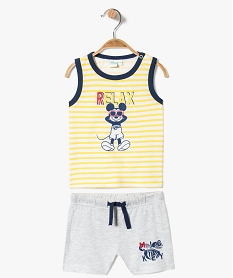 GEMO Ensemble 2 pièces : short + débardeur en jersey - Disney Mickey Mouse Jaune