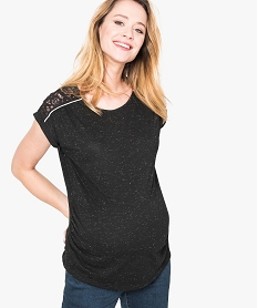 GEMO Tee-shirt de grossesse avec dentelle et fil pailleté Noir