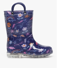 GEMO Bottes de pluie clignotantes à motifs licornes Bleu