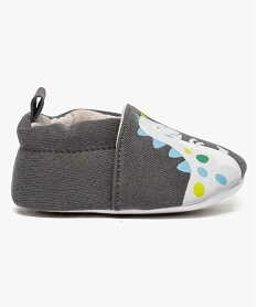 chaussures de naissance en toile avec motif dinosaure gris chaussures de naissance7615801_1