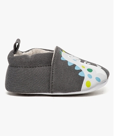 chaussures de naissance en toile avec motif dinosaure gris7615801_1