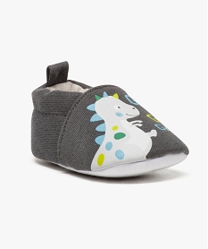 chaussures de naissance en toile avec motif dinosaure gris7615801_2