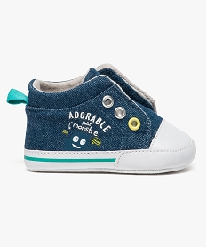 chaussures de naissance en denim motif monstre bleu chaussures de naissance7616101_1