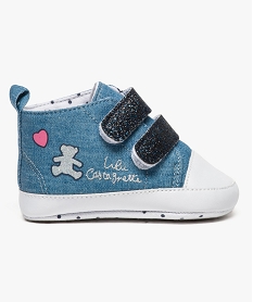 chaussures de naissance avec brides pailletees - lulu castagnette bleu chaussures de naissance7616301_1