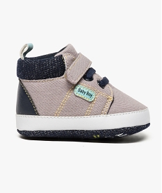 chaussures de naissance bicolores forme baskets montantes gris chaussures de naissance7616501_1