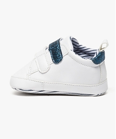 chaussures de naissance forme baskets avec paillettes - lulu castagnette blanc chaussures de naissance7616601_3